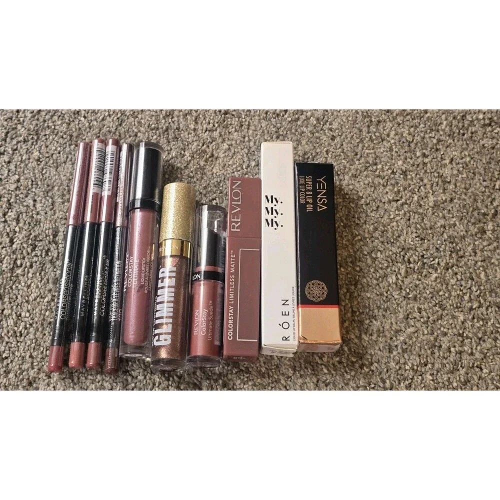 LOT OF 9:RevlonGlimmer Gloss Colorstay,3 Maybelline Color Sensational Liner*NEW*